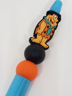 Handmade Flintstones Fred Flintstone Beaded Silicone Focal Bead Pen